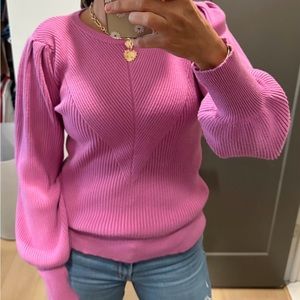 Pink Boutique puff sleeve ribbed sweater size medium